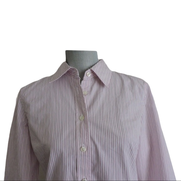 J. Crew Pink White Striped Button Down Shirt L - Picture 2 of 6
